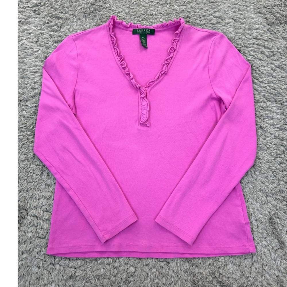 Ralph Lauren Pink‎ Ruffle Trim Top